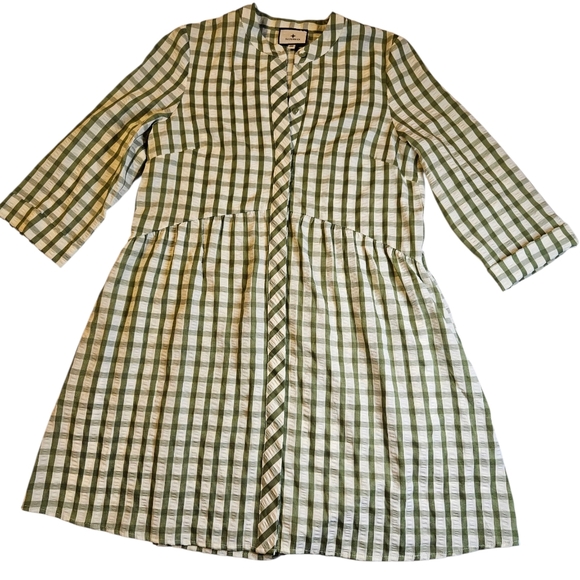 Tuckernut Sage Seersucker Gingham Royal Shirt Dress XS Mini - Picture 2 of 7